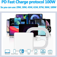Adaptateur secteur USB-C pour ordinateur portable de haute qualité 100W pour MacBook Pro Air iPad Chargeur rapide 100W Neuf