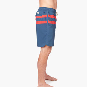 Men's Blue Navy <b>Board</b> Shorts With Red Stripes Quick Dry Drawstring Waist Casual Swimwear Short Length - Product Image 3