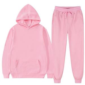 Ensemble de survêtement unisexe rouge à capuche, manches longues, couleur unie, 100 % coton, coupe classique, décontracté, avec poches latérales et cordon de serrage, 2 en 1 - Product Image 6