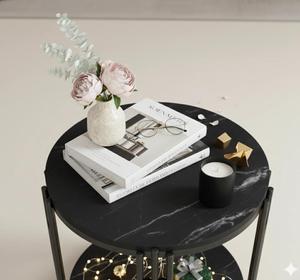 Modern Round Metal Console <b>Table</b> <b>with</b> <b>Storage</b> Shelf for Living Room Furniture - Product Image 4