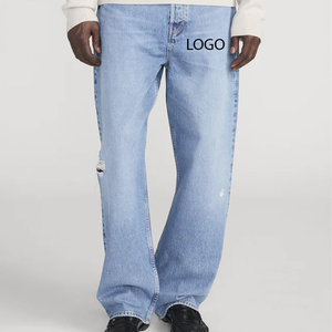 Jeans slim fit au look moderne, en tissu extensible doux, élégants pour tous les jours, avec design déchiré de couleur unie, service OEM pour les acheteurs en gros - Product Image 1