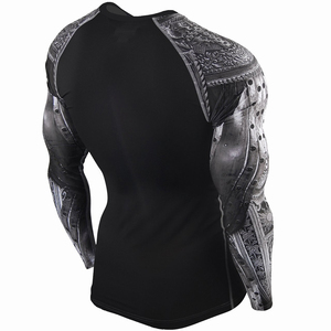 Wholesale Top Selling Rash Guard Custom Design Stylish <b>Men's</b> <b>Compression</b> Long Sleeve Spandex Polyester Breathable Rash Guard - Product Image 2