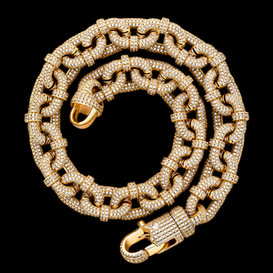 Cadena de Eslabones con Microincrustaciones de Diamantes Moissanite, Estilo Cubano, Ideal para Bodas o Fiestas, Disponible a Precio de Fábrica, Venta al Por Mayor - Product Image 1