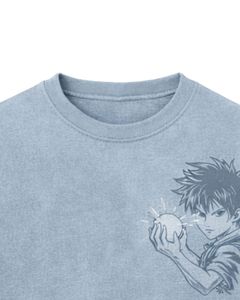 T-shirt graphique anime bleu clair personnalisé pour homme, en coton, coupe oversize, streetwear, imprimé, décontracté, été, logo personnalisé, fabricant OEM - Product Image 5