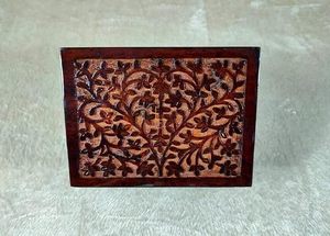 Hand Carved Wooden Pet <b>Urn</b> Rectangle Animal Cremation Keepsake Box for <b>Cats</b> and Dogs - Product Image 3