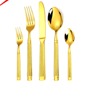 Creative Wedding Cutlery Stainless Steel Fork Knife <b>Spoon</b> Cutlery Set Aluminum Gold Flatware Set - Product Image 1