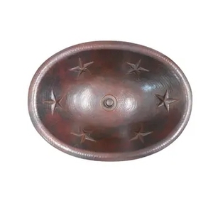 Luxury <b>Round</b> Hammered Copper Vessel Sink with Engraved Floral Pattern Antique Bathroom Above Counter Vanity Wash <b>Basin</b> Bowl - Product Image 5