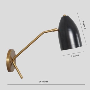 Applique murale moderne en laiton avec abat-jour conique noir, design géométrique mi-siècle, luminaire d'intérieur pour la décoration du salon - Product Image 3