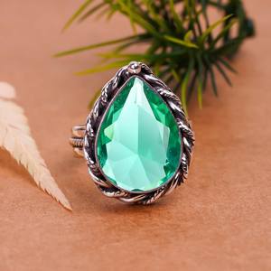 Anillo de plata con apatita verde en forma de pera, plata de ley 925, joyería hecha a mano, regalo para mujer - Product Image 3