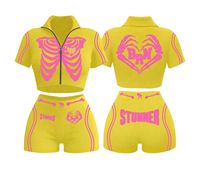 Ensemble 2 pièces décontracté pour femme, imprimé squelette noir et rose, avec haut sans manches et short longueur cheville, 100 % coton respirant et séchage rapide