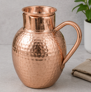 Pichet de Chevet Artisanal en Cuivre Pur Martelé - Carafe de Bien-être Ayurvédique Haut de Gamme Grande Capacité avec Pichet Intégré - Product Image 4