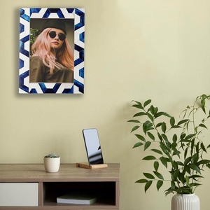 Marco de Fotos Cuadrado con Incrustaciones de Hueso y Resina Hecho a Mano por FAIZA CRAFT, con Impresión Personalizada para Decoración de Pared - Product Image 5