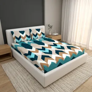 Drap de lit de haute qualité, bleu, motif uni, moderne, durable, écologique, toutes saisons, tissu microfibre 118 GSM, doux et confortable - Product Image 4