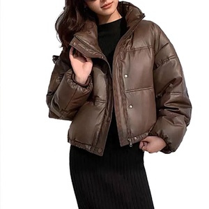 Latest High Quality <b>Turtle</b> <b>Neck</b> Soild Color Cotton Filling Puffer Coat Zip Up Windproof Waterproof 100% Nylon For Women - Product Image 1