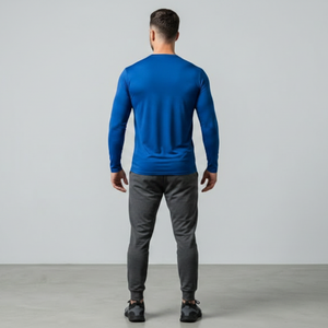 Camiseta de Manga Larga Ajustada para Hombre, Color Negro, 94% Algodón, 6% Elastano, Corte Ajustado, Cuello Redondo - Product Image 2