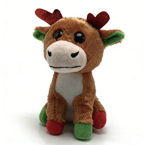 Customized reindeer plush, christmas rudolph stuffed animal, <b>red</b> <b>glitter</b> antler deer doll, big eye festive plush, xmas decor toy - Product Image 5