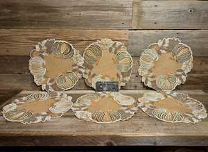 Set de table rond perlé en forme de citrouille, 15 pouces de diamètre, polyester/coton, neuf, écologique, personnalisable, pour la maison et l'hôtellerie - Product Image 2