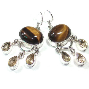 Vintage Jewelry Tiger Eye drop earring sterling silver handmade trending jewelry Jaipur jewelry Chic Stud Earrings at low price - Product Image 3