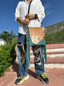 Style occidental usiné cheveux sur peau fourrure cuir frange sac à bandoulière femmes en relief couleur usiné fourrure cuir Style Vintage sac latéral - Product Image 4