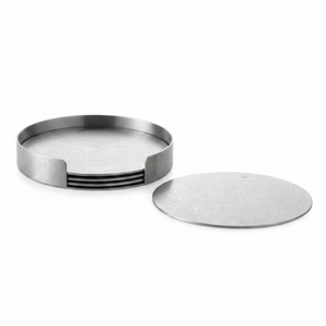 Bulk Heat Resistant Stainless Steel <b>Coasters</b> <b>Silver</b> Dot Hammered Metal Drink Cup Mat Set For Restaurant Hotel And Home Decor - Product Image 4
