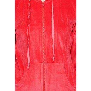 Ensemble de survêtement en polaire rouge pour femmes, sweat-shirt à capuche avec fermeture éclair, pantalon long, couleur unie, léger, vêtements d'hiver - Product Image 6