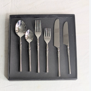 Ensemble de couverts en acier inoxydable en gros, design bambou, manche articulé, pour mariage et dîner - Product Image 1