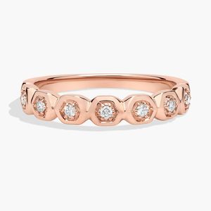 14K Yellow Gold Hexagon Round Lab Grown Diamond Women's Anniversary Luxury Band <b>Ring</b> - Product Image 3