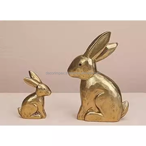 Lapin Cadeaux Pour La Décoration De La Maison Et Du Jardin Fonte D'aluminium Solide Lapin Paire Lapin Sculpture par Decor impex - Product Image 2