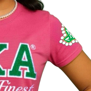 T-shirt en chenille AKA First and Finest Ivy, brodé de lettres grecques, vêtement de sororité haut de gamme - Product Image 4