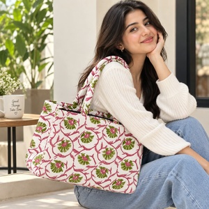 Sac fourre-tout en toile à motif floral, sac de shopping à ouverture supérieure, style tendance toutes saisons - Product Image 2