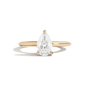 Bague de fiançailles de luxe en or massif 14 carats, style « Old Mine Pear Raised », avec diamant certifié IGI, pour anniversaire et mariage - Product Image 5