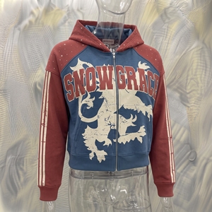 Sweat-shirt à capuche zippé pour homme Snowgrace, en coton French Terry, manches raglan, design sportif, vêtements d'automne - Product Image 3