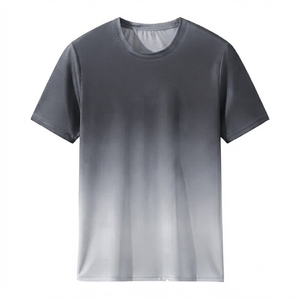 T-shirt dégradé à col rond pour homme, manches courtes, tricoté, respirant, décontracté, haut d'été pour homme, logo personnalisé - Product Image 2