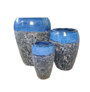 Cobalt Glazed Ceramic <b>clay</b> Flower Pots Outdoor Handmade pottery Planters Modern Design Decorative Vases <b>Set</b> Vietnamese for Garde - Product Image 5