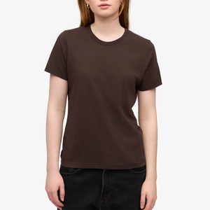Camiseta Ligera para Mujer, Color Marrón Oscuro, Corte Ajustado, Cuello Redondo, Algodón y Poliéster, para Actividades al Aire Libre, para Damas Adultas - Product Image 1