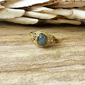 Unique Antique Design Labradorite <b>Ring</b> Boho Brass <b>Rings</b> for Women 18k Gold Plated Vintage <b>Statement</b> <b>Ring</b> for Wholesale/OEM/ODM - Product Image 2