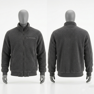 Chaqueta de Trabajo con Capucha de Forro Polar Grueso de 320 GSM, Color Gris, Cierre Completo, Logotipo Personalizado, Impermeable y Transpirable para Senderismo y Camping en Invierno - Product Image 6