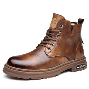Botas de Cuero Genuino para Hombre Hechas en Fábrica de Bangladesh, Personalizadas OEM, con Punta Redonda, Cordones y Suela de Goma Antideslizante - Product Image 2