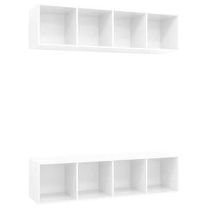 2 pezzi armadi TV a parete in legno bianco lucido per soggiorno - Product Image 2