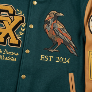 Chaqueta Varsity de Lona con Mangas de Cuero, Bordado Chenille, Personalizada con Letras de Béisbol, Teñida Lisa, para Invierno, Fabricada por OEM - Product Image 6