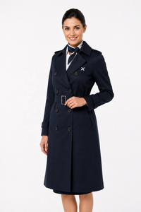 Uniformes de stewardesse sur mesure pour femmes |   Fournisseur d'équipage de personnel de bord |   Usine OEM/ODM pour l'aviation |   Uniforme chemise-jupe style trench-coat - Product Image 3
