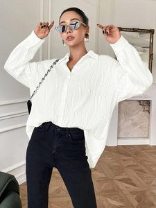 Camisa de Lino y Algodón Ligera para Mujer y Niña, Manga Larga, Cuello con Botones, Bordado Azul, Lista para el Verano - Product Image 2
