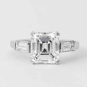 Premium 14K <b>White</b> Gold 0.80 Ct <b>Cushion</b> Cut F VS1 Lab Grown Diamond Prong Set IGI Certified D-F+ Three Diamond Engagement Ring - Product Image 1