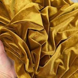 Luxury Chiku Yellow Velvet Fabric 100% Polyester Brushed Sueded Plain Woven Medium Weight Soft Comfortable Wrinkle Curtain - Product Image 5
