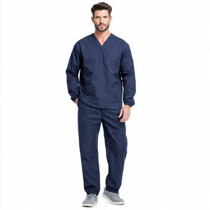 High Quality Unisex <b>Scrub</b> Suit Customized Color Knitted Breathable Comfortable 100% Cotton Hospital Uniform - Product Image 2