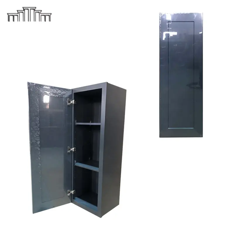 Wholesale American Standard Size Solid Wood Navy Blue Shaker Painted Kitchen Cabinets Base Wall Pantry Cabinet Ready To Assemble