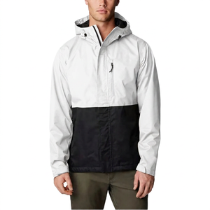 Men's Hooded Color Blocking Waterproof Jacket Casual Autumn Zipper Closure Regular Fit Tan Black - Product Image 4
