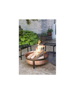 Foyer extérieur rond en cuivre pour chauffage de terrasse arrière-cour avec base en métal robuste et couvercle pare-étincelle - Product Image 4