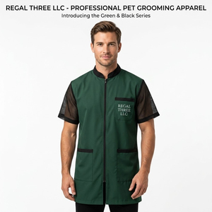 Veste de toilettage pour hommes à manches courtes en maille, Blouse de toilettage, Cape de coiffure, Tablier de toilettage pour animaux de compagnie avec fermeture éclair pour hommes - Product Image 6