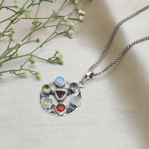 Collier Pendentif Cercle Chakra en Argent Sterling 925 avec Pierres Précieuses, Tendance, pour Femme, Idéal pour Fiançailles, Mariage, Fêtes, Vente en Gros - Product Image 3
